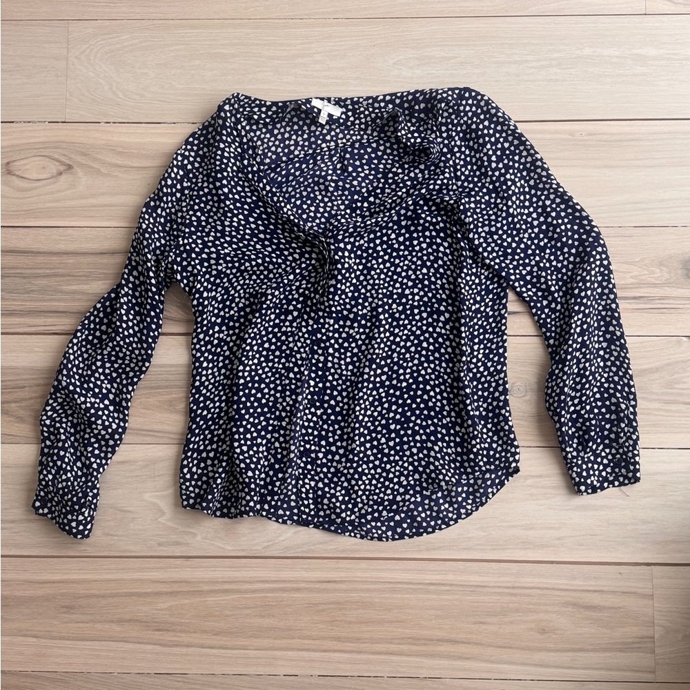 Joie Navy and White Polka Dot Blouse